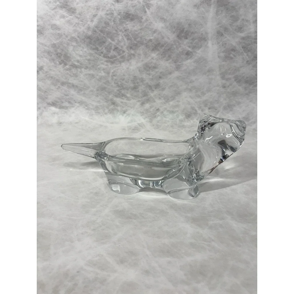 Carole Stupell Collection Clear Glass Cat Figurine Dish Trinket Bowl Vintage Art